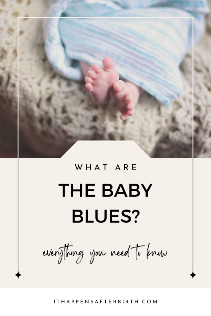 an image of a baby with a blue blanket with the text "What are the baby blues?"